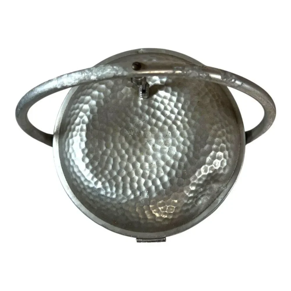 Vintage MCM Modern Nasco Italy Hammered Aluminum Ice Bucket With Lid & Handle